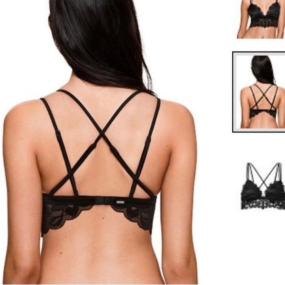 Pink Victoria's Secret Push-up Black Scallop Lace Bralette Bra. Size XS - Picture 3 of 17
